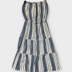 Elan Blue and White Strapless Dress